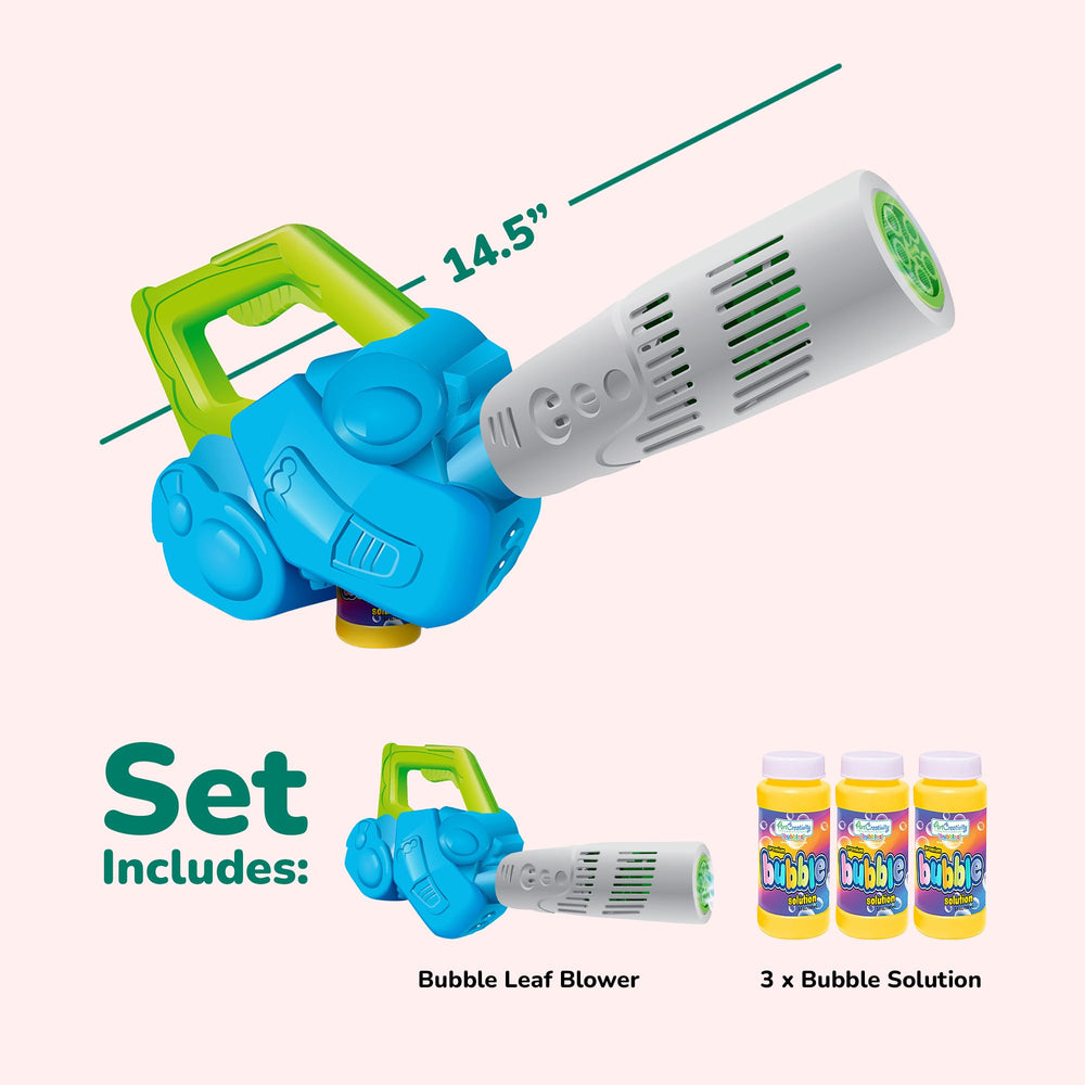 ArtCreativity Bubble Leaf Blower adds mechanical sounds to boost outdoor pretend play.