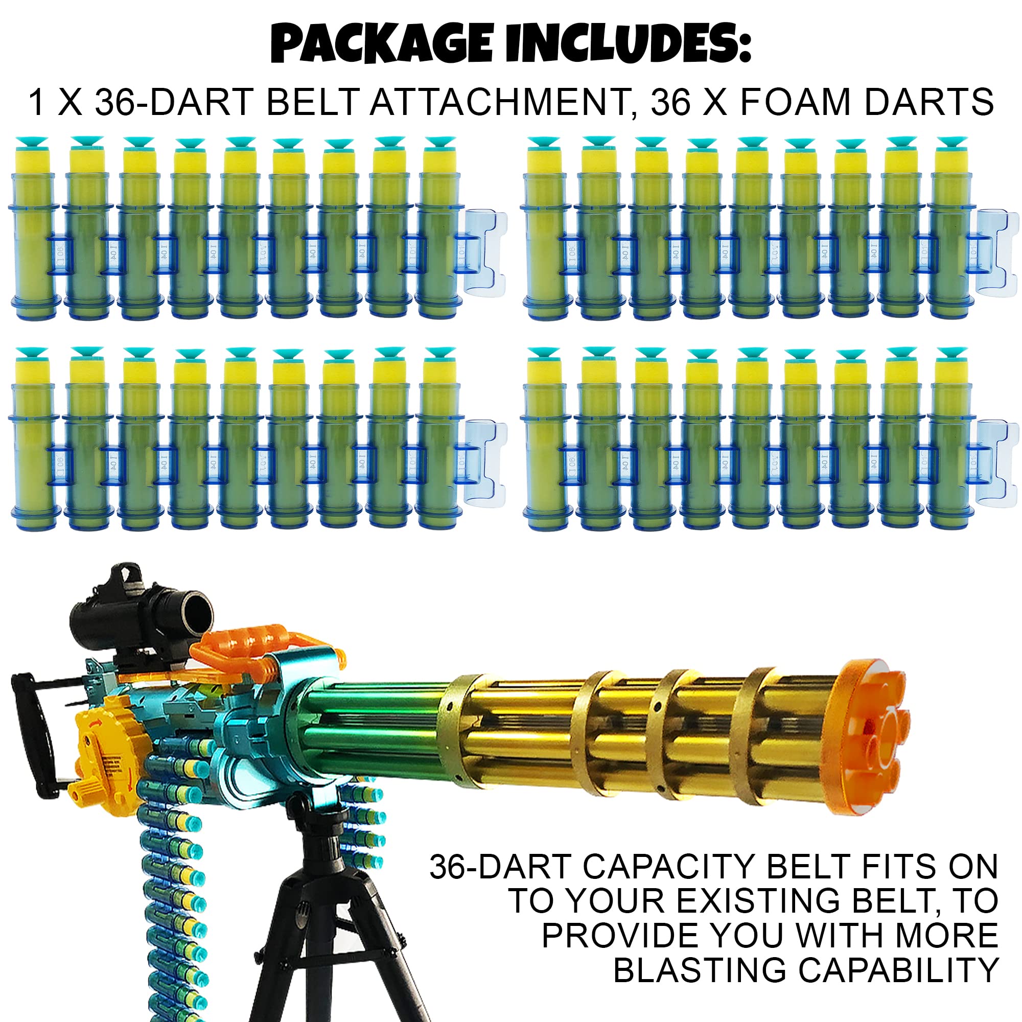 ArtCreativity bullet belt attachment clips easily for instant ammo expansion.