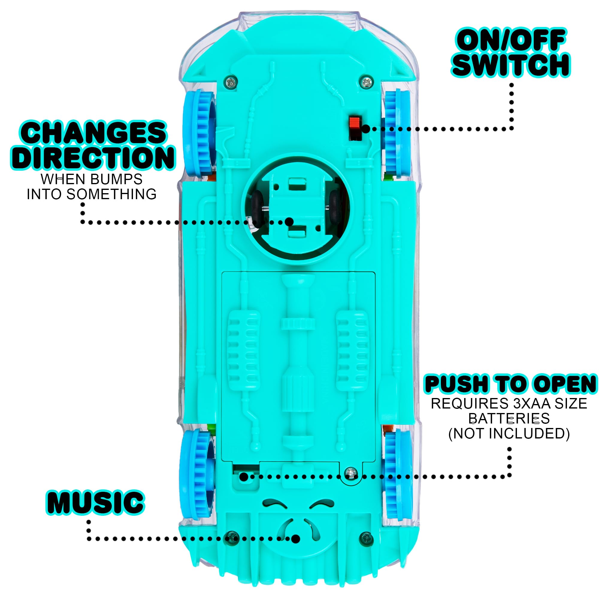 ArtCreativity bump-and-go action bus on the floor