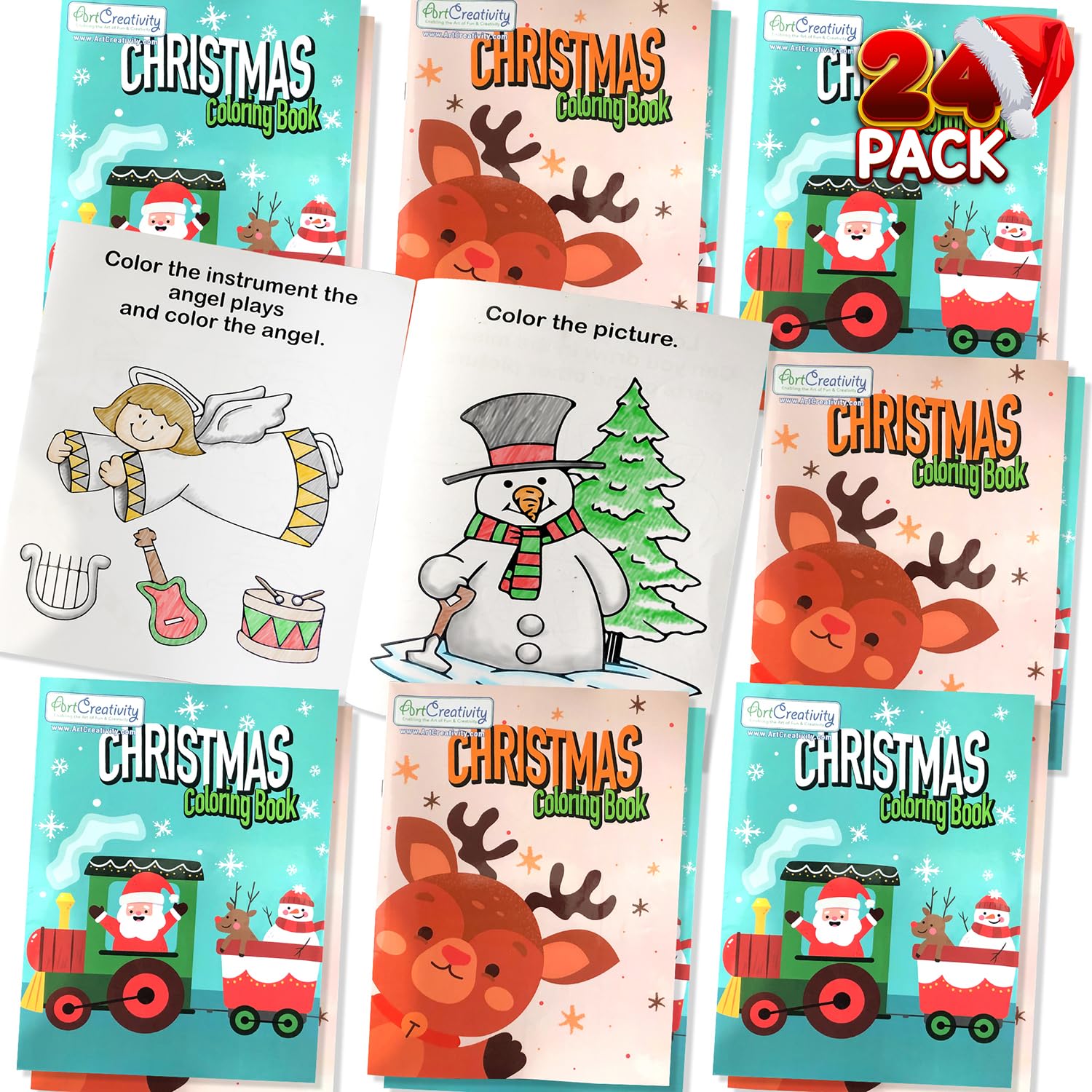 ArtCreativity Christmas coloring books bulk pack with 24 large booklets for kids.