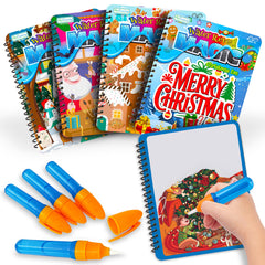 ArtCreativity Christmas water coloring book set: festive scenes for mess-free toddler fun.
