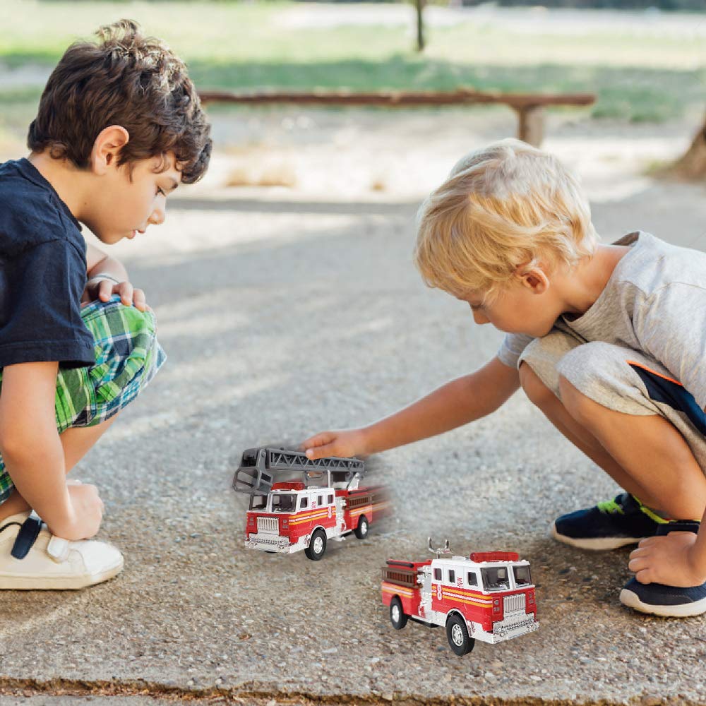 ArtCreativity gift-ready fire truck set bright red and durable.