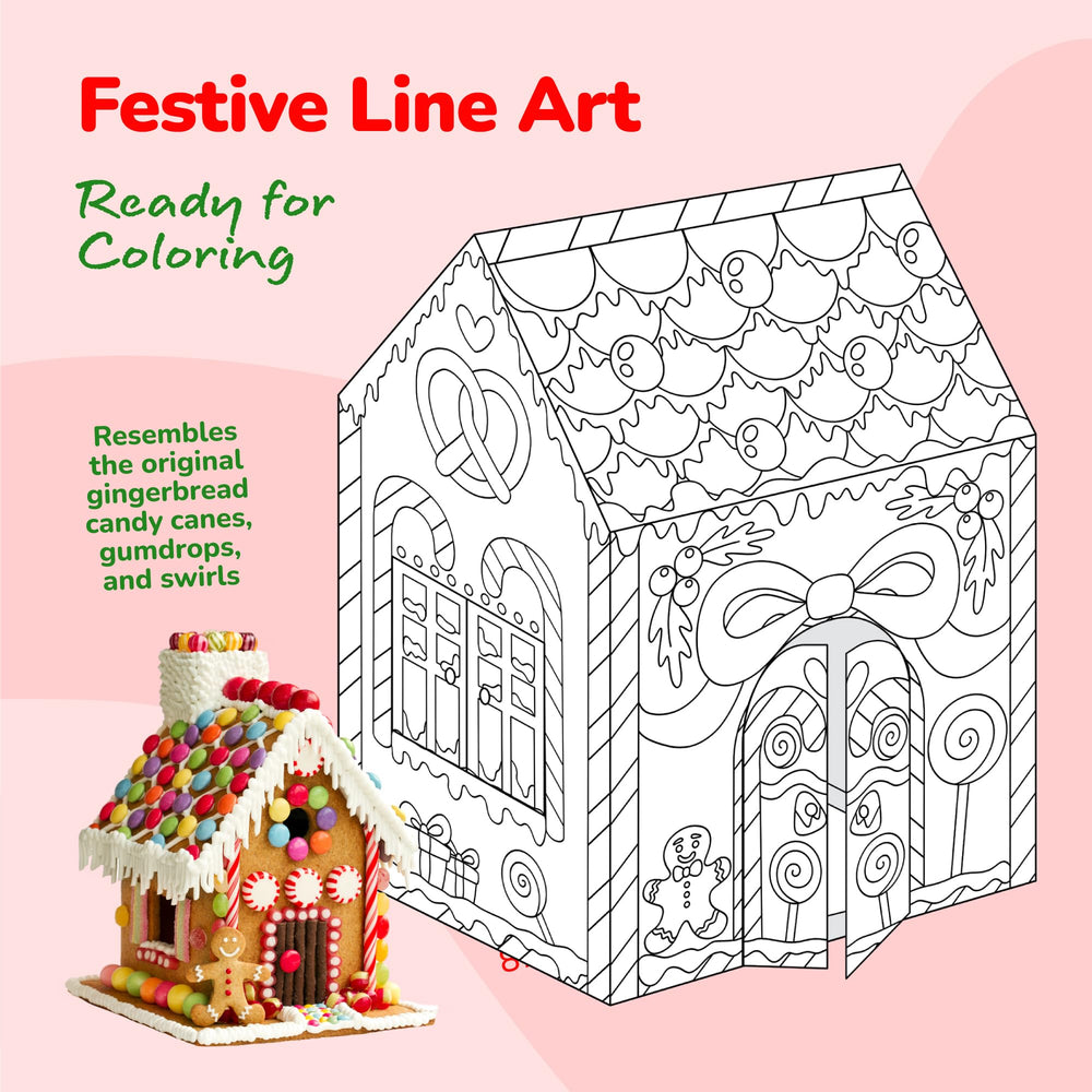 Family-friendly coloring session with the gingerbread playhouse in classroom or home