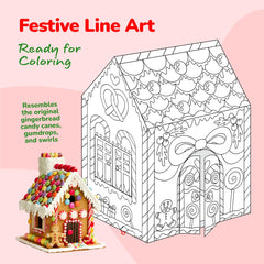 Family-friendly coloring session with the gingerbread playhouse in classroom or home