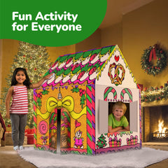 Gingerbread playhouse featuring functioning windows and a door for interactive play