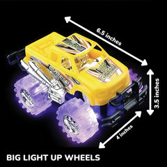 ArtCreativity glowing wheels on monster trucks for exciting playtime visuals.