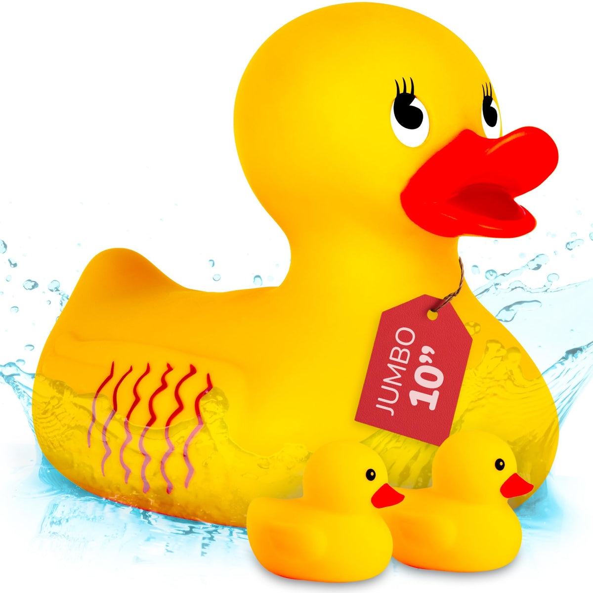 ArtCreativity jumbo rubber duck 10in floats in tub, perfect for imaginative play and shared storytelling.