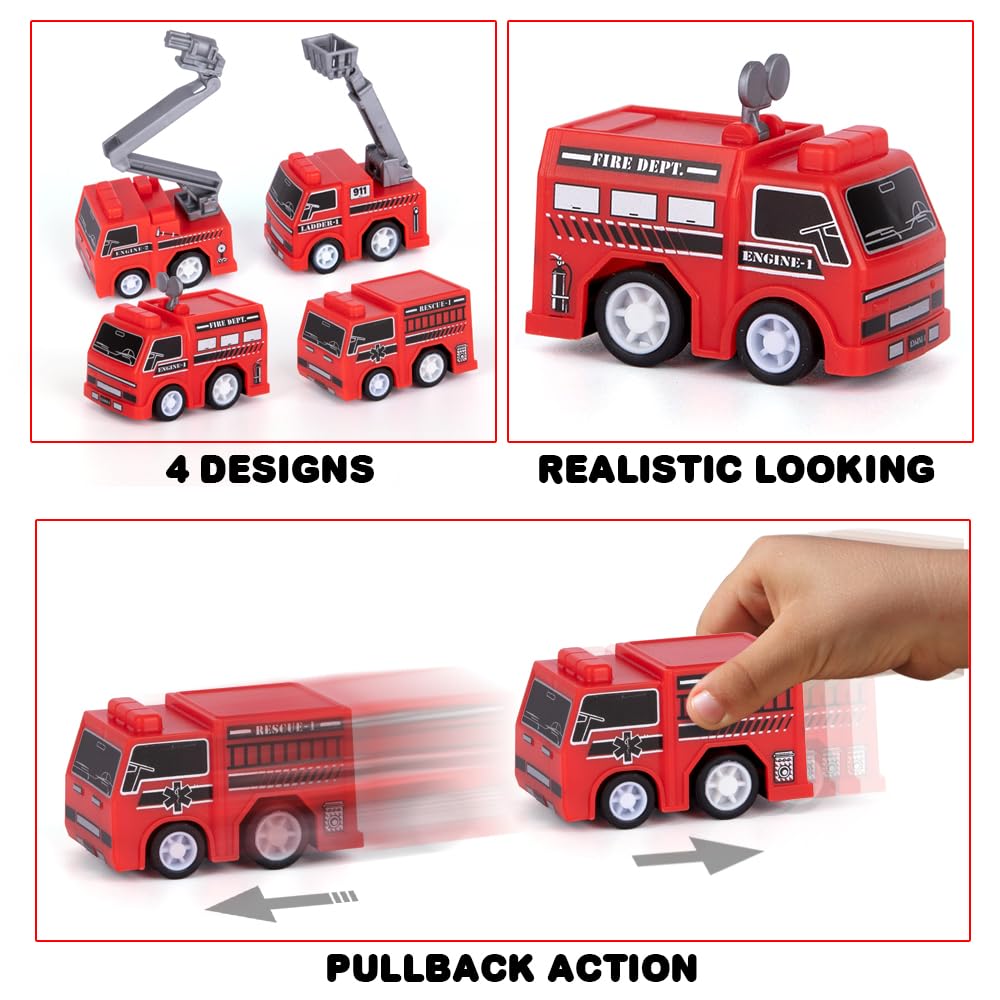 ArtCreativity ladder truck pullback toy with extendable ladder for safe home play