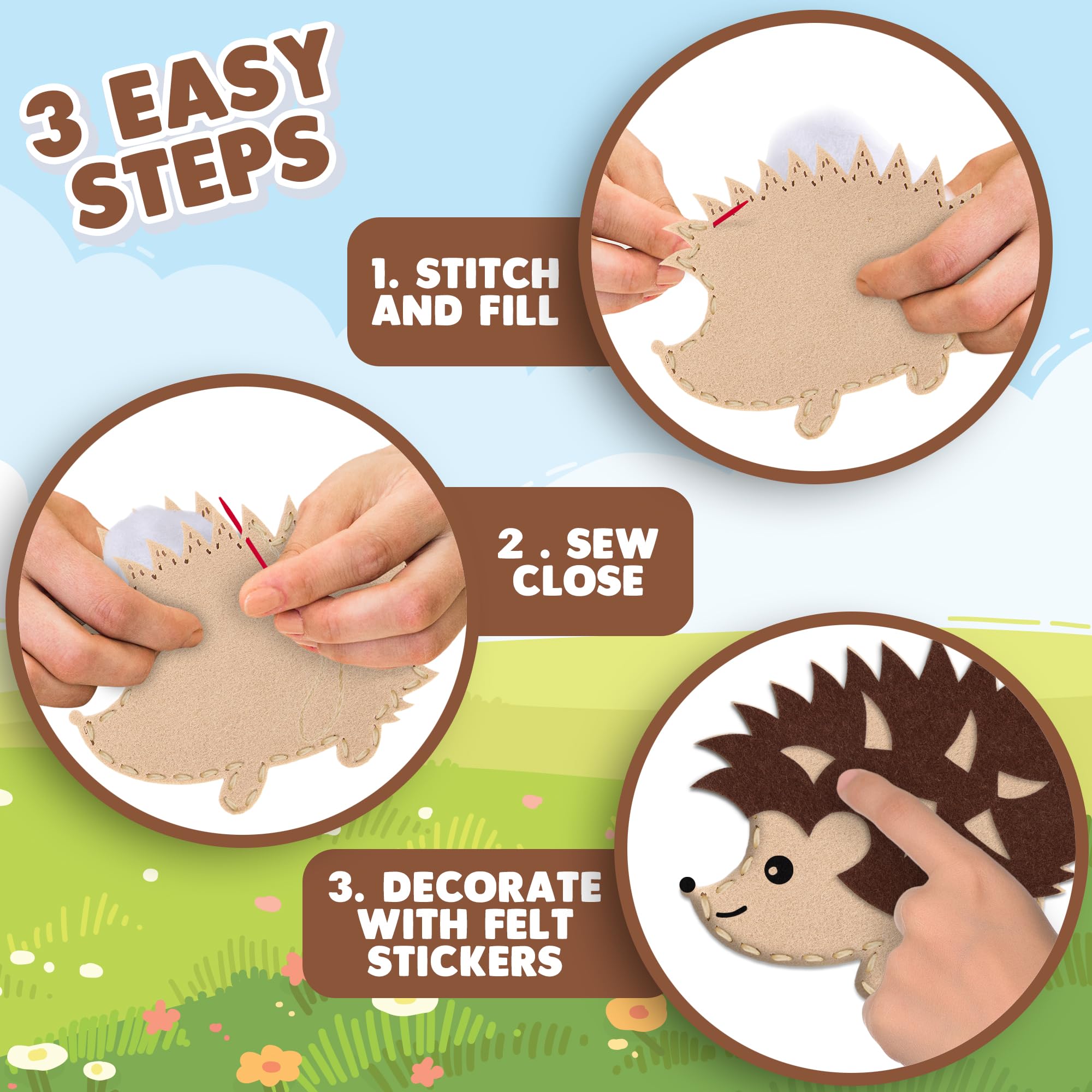 ArtCreativity large blunt needles designed for safe beginner sewing
