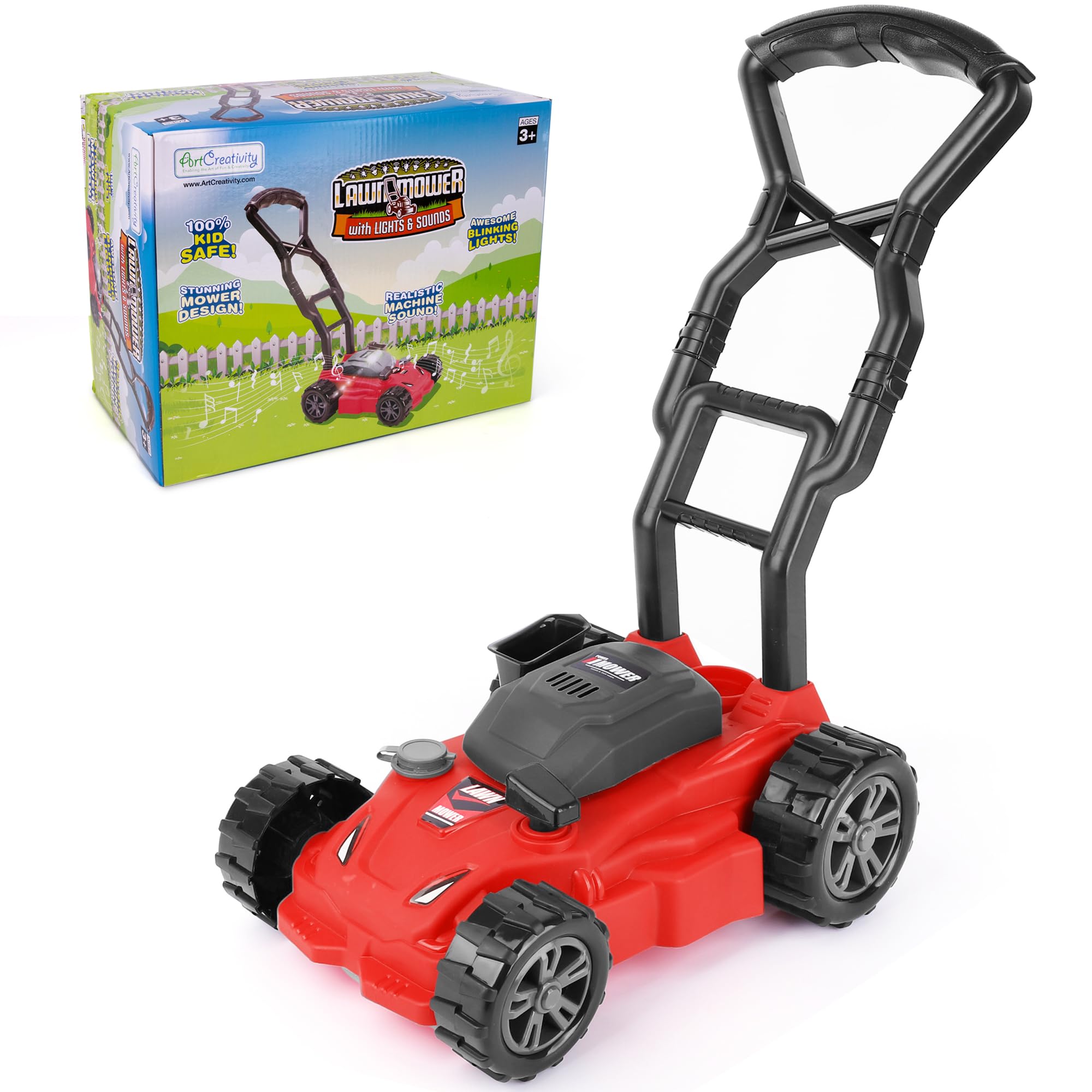 ArtCreativity toy mower with rugged wheels for outdoor traction