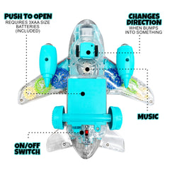 ArtCreativity light-up airplane toy with LED lights and music for immersive play sessions.