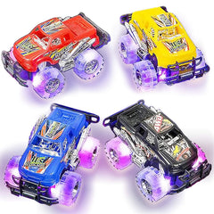 ArtCreativity light-up monster trucks with glowing wheels for engaging indoor and outdoor play.