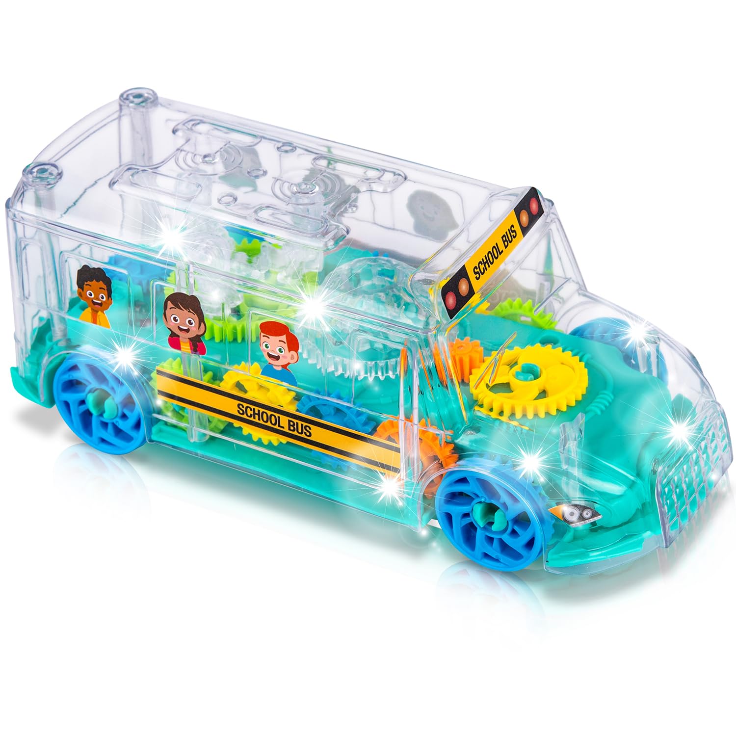 ArtCreativity light up school bus with spinning gears for sensory play