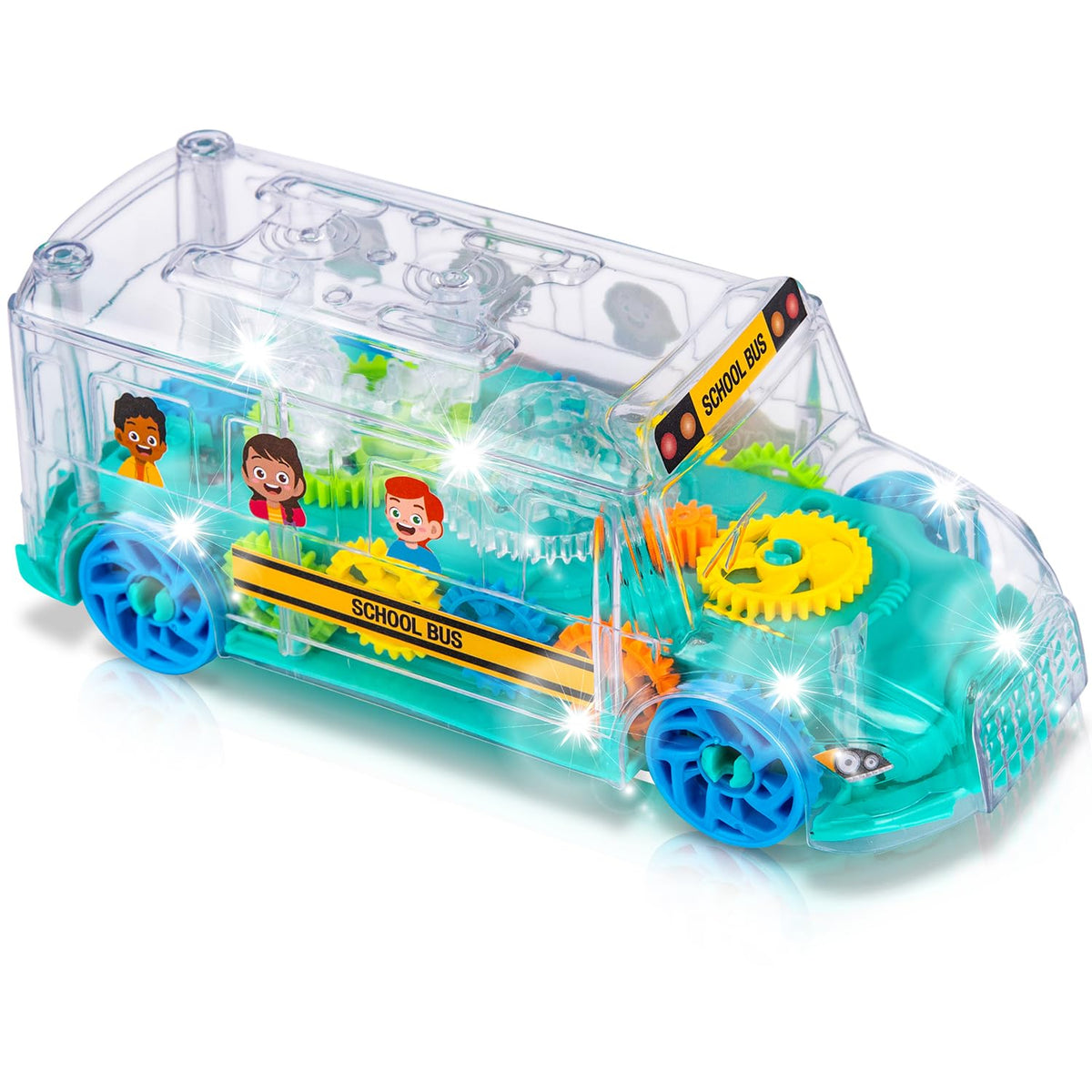 ArtCreativity light up school bus with spinning gears for sensory play