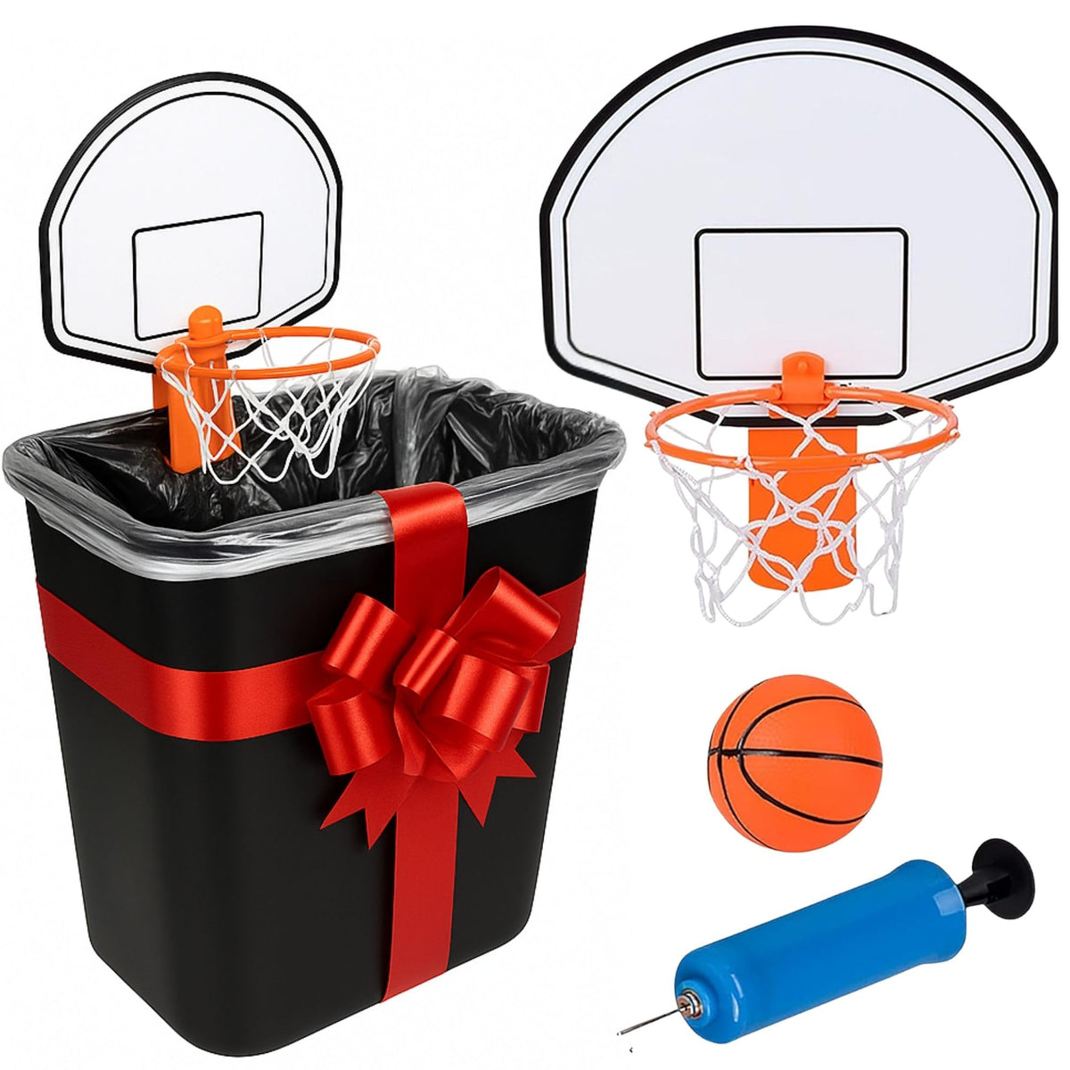ArtCreativity mini basketball hoop clipped to a trash can backboard for quick fun