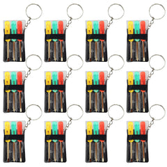 ArtCreativity mini screwdriver set on a keychain with red yellow green handles