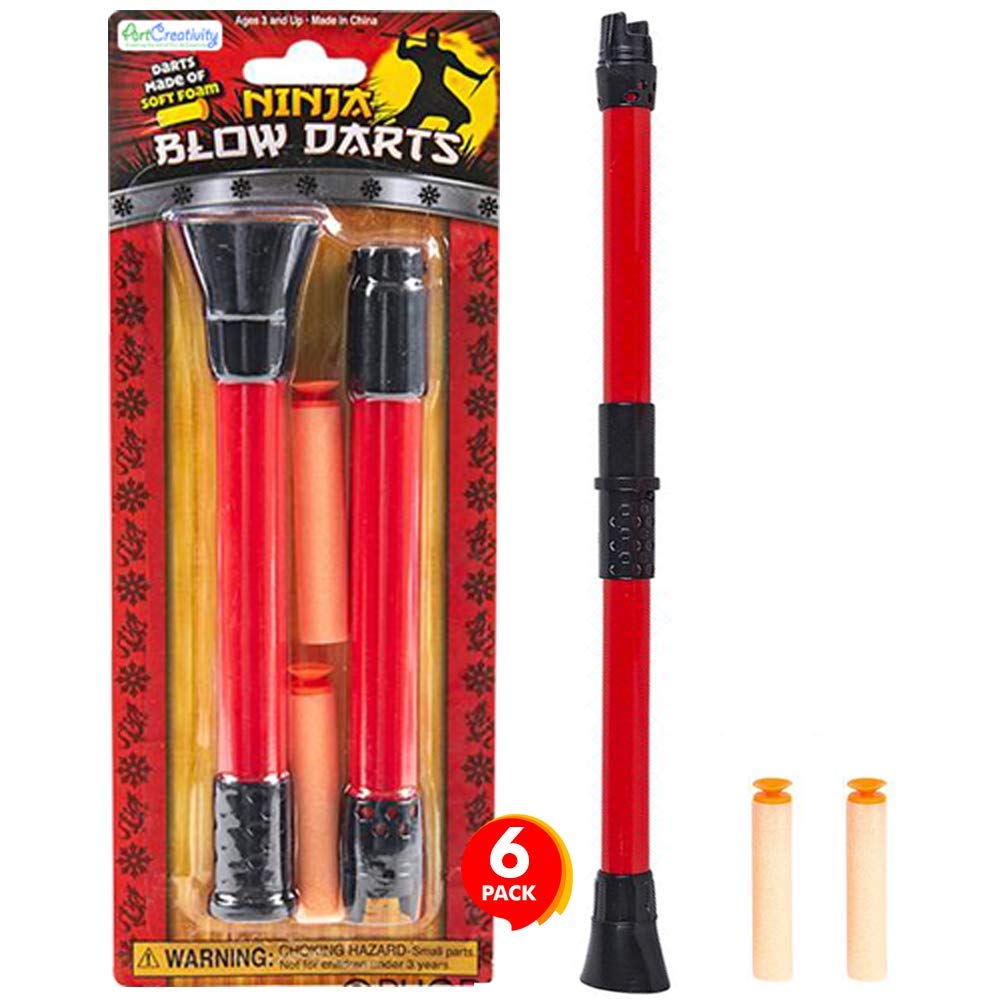 ArtCreativity Ninja Blow Darts pack with six blasters and twelve soft foam darts for action-packed play