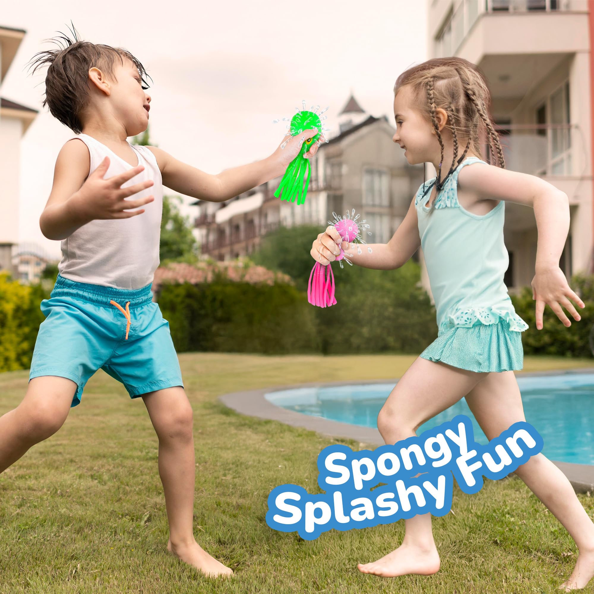 Closeup of soft octopus arms and squirt action during water play