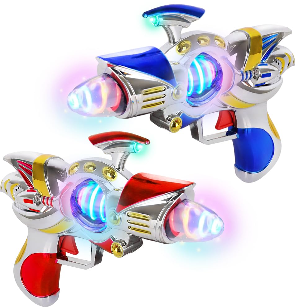 ArtCreativity Space Gun 2-Pack with red and blue LEDs for imaginative play