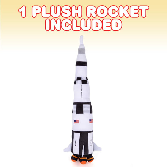 Close-up of the space shuttle plush design with white, black, grey, and USA flag colors.