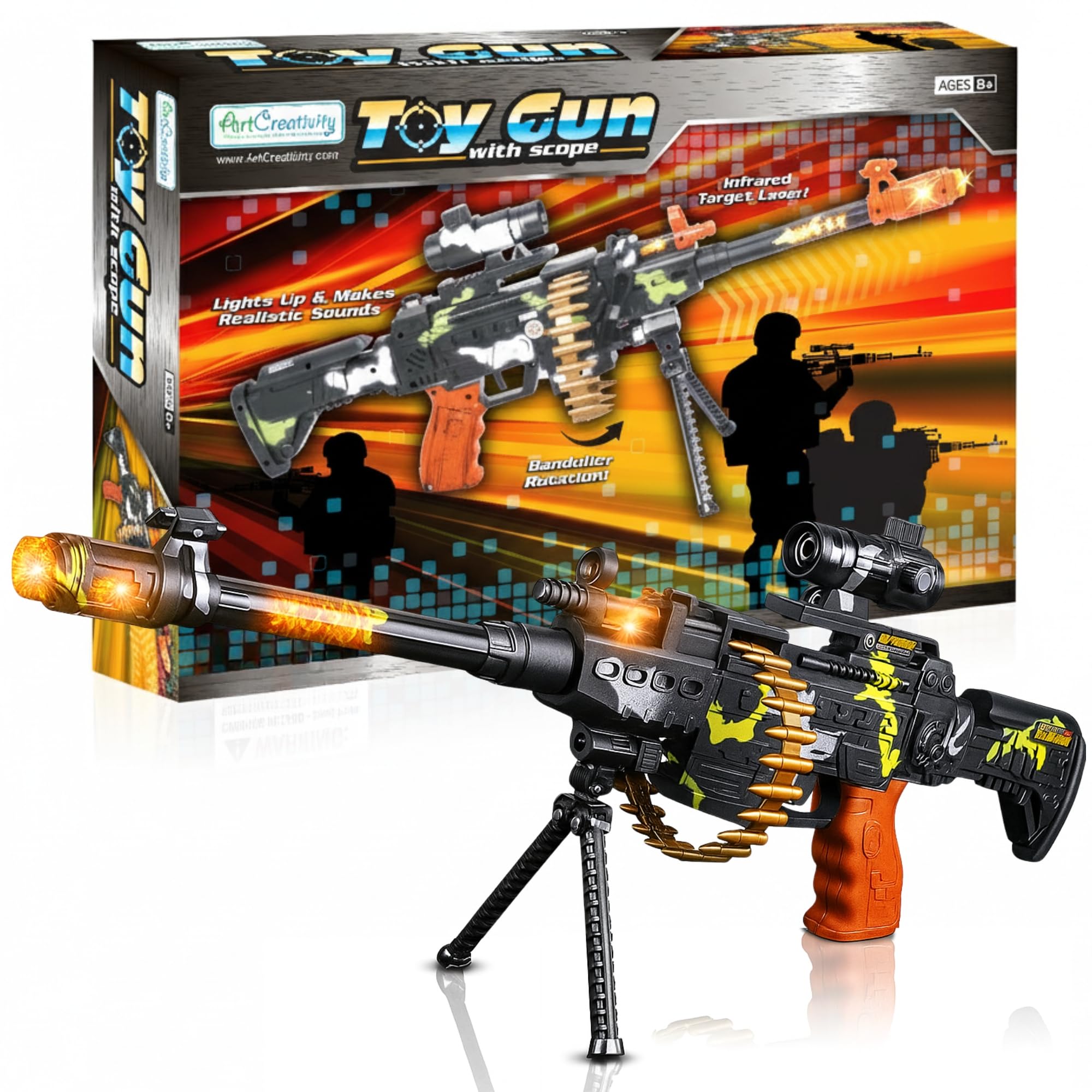 ArtCreativity toy gun with scope enhances immersive pretend missions for kids