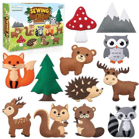 ArtCreativity woodland animal figures for imaginative sewing play and fine motor practice