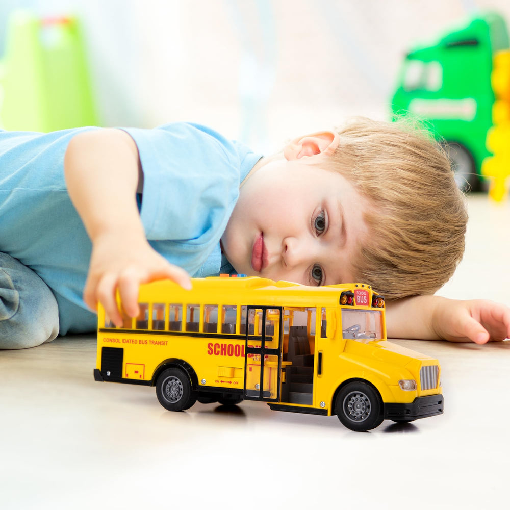 ArtCreativity yellow school bus friction wheels offer smooth push-and-go action