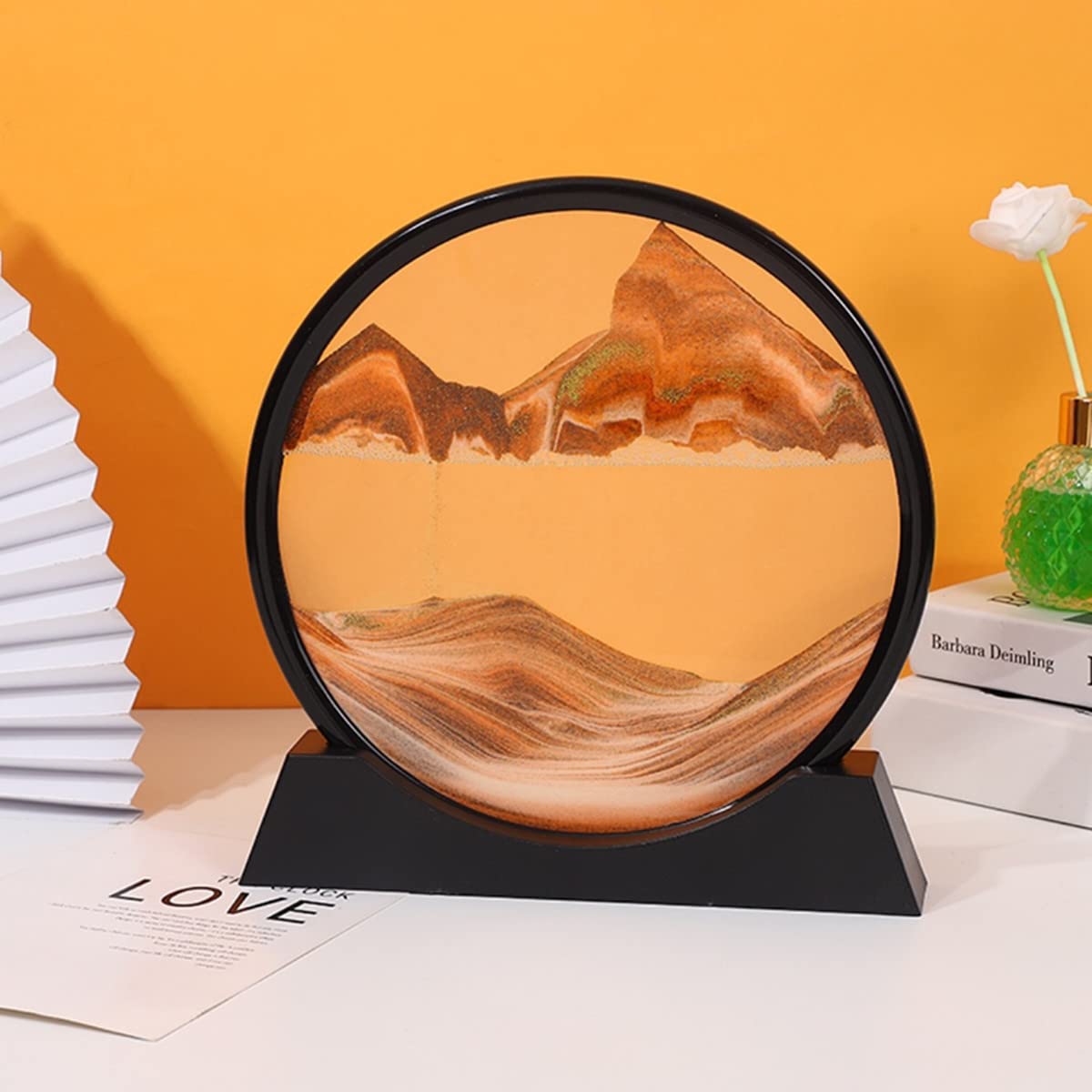 Arthink Desk Decor Sand Art Orb adds decorative motion with a tactile focal point.