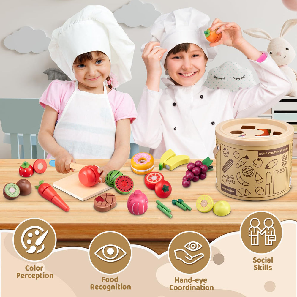 Arthopt wooden fruit slices with colorful pieces for tiny hands.
