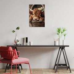Artinhand Highland Cow puzzle assembly on table fuels focus and conversation