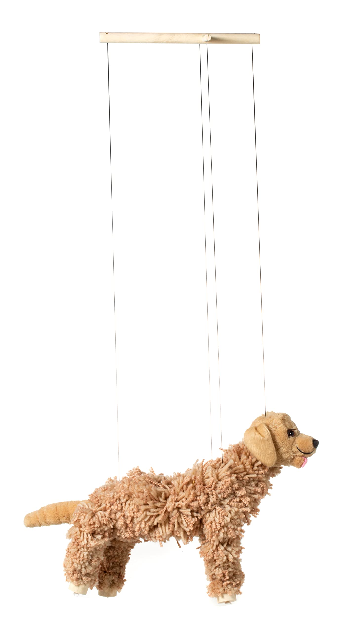 Artisan Owl marionette featuring detachable strings for easy handling and storage.