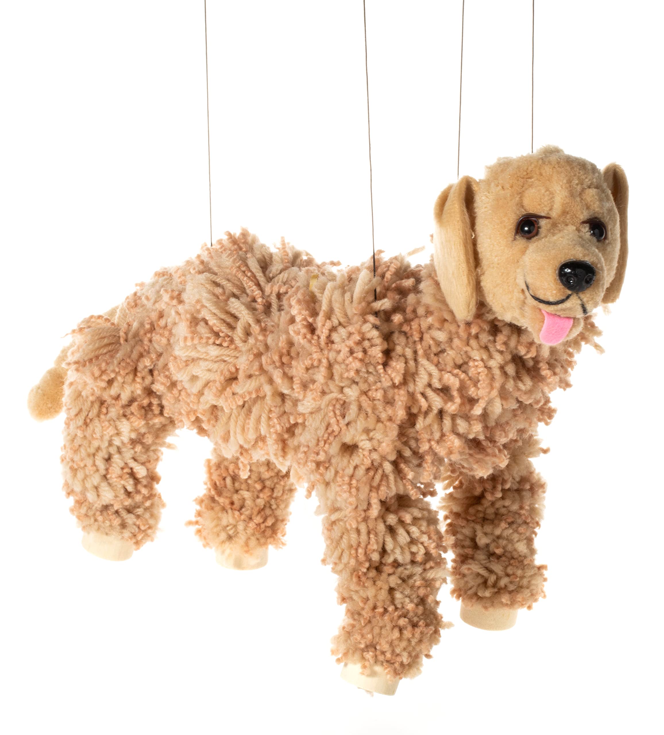 Artisan Owl Labrador Marionette, adorable puppet for imaginative storytelling and shows.