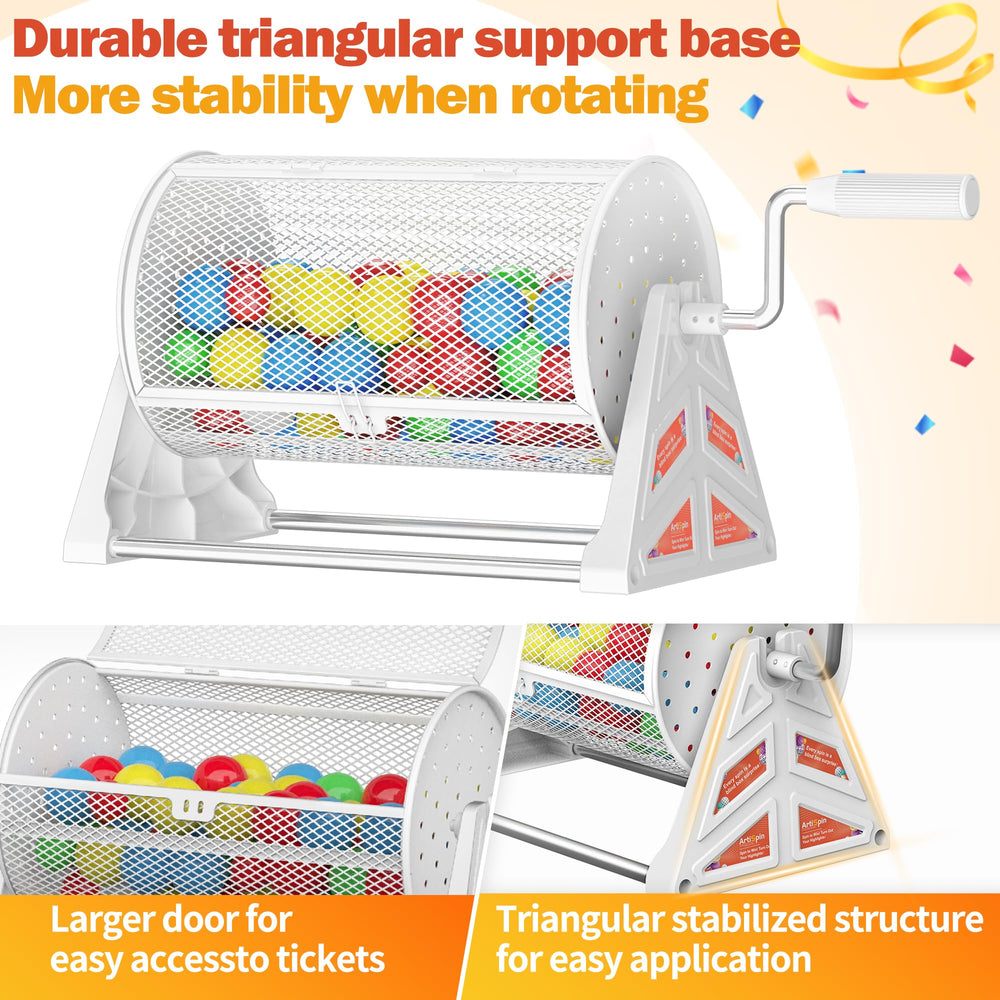 ArtiSpin raffle drum see-through mesh design promotes transparency during draws