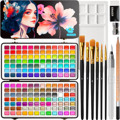 ARTISTRO 168 watercolor pans offering vibrant pigments for versatile travel painting.