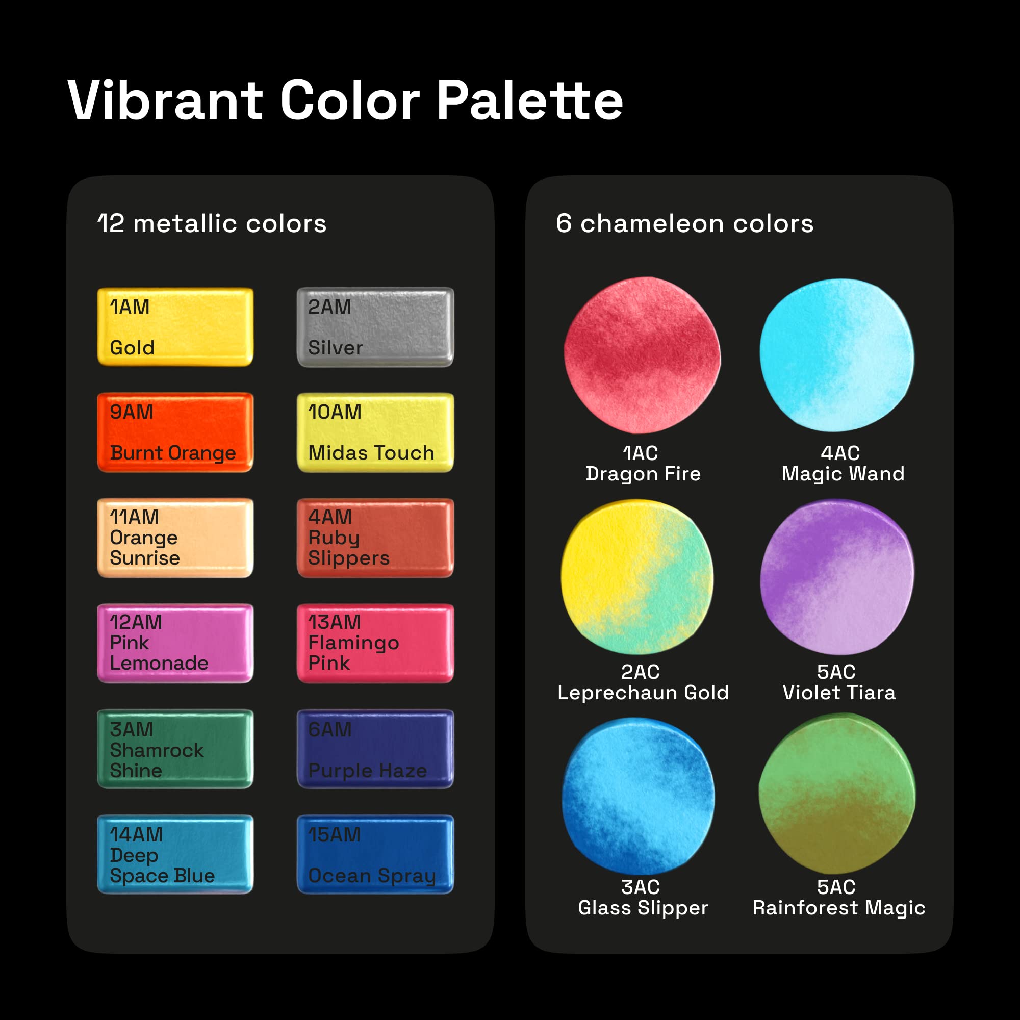 ARTISTRO chameleon colors 6-set reveal light-shifting hues for dynamic pages