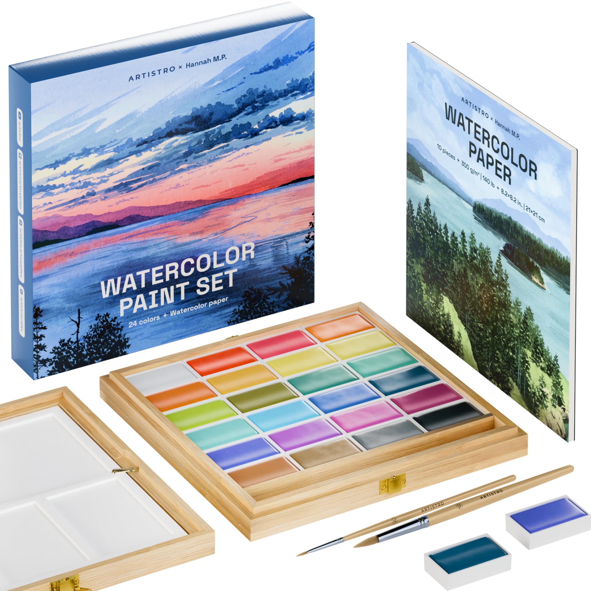 ARTISTRO Hannah M.P watercolor palette with 24 colors for smooth blending