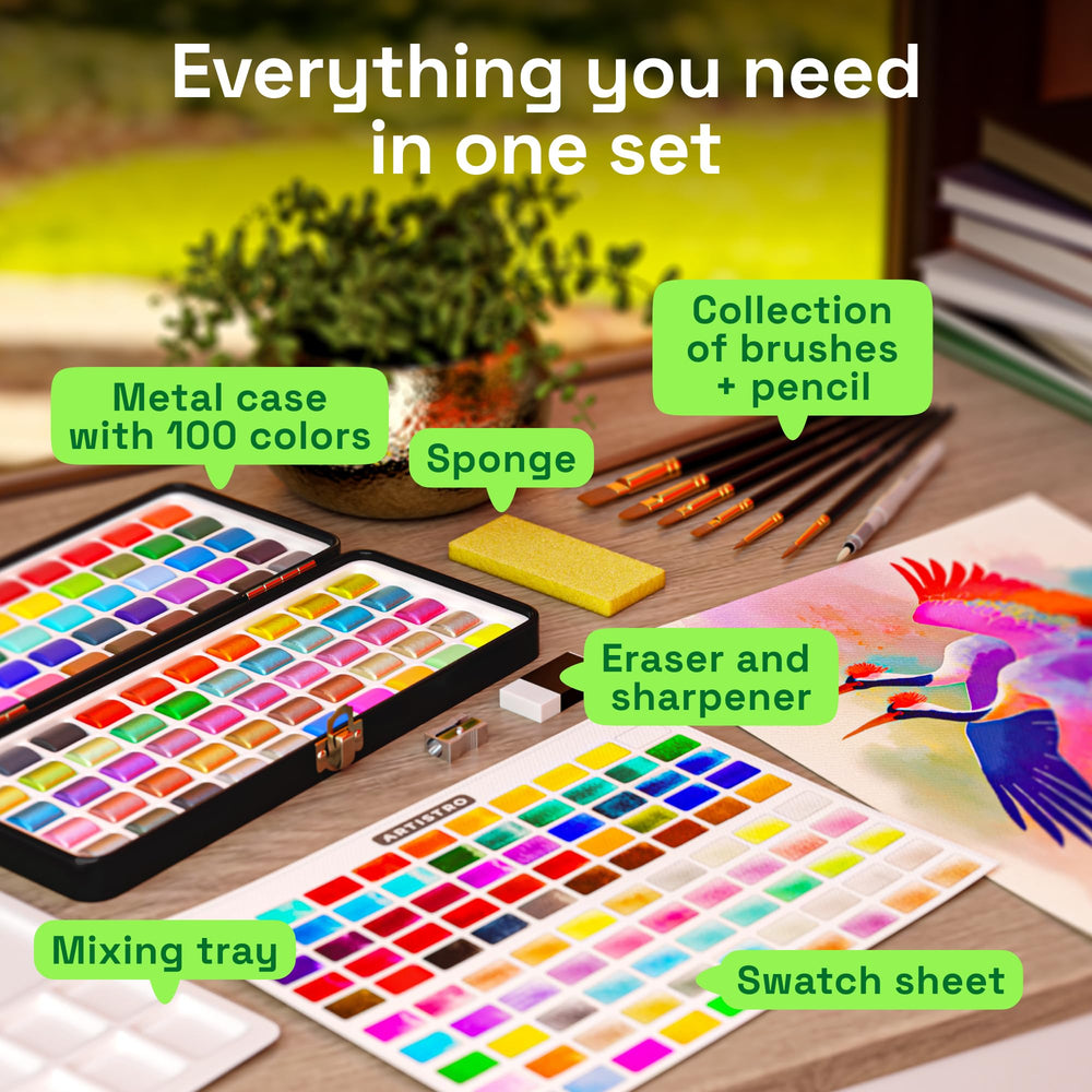 ARTISTRO travel watercolor kit with palette ideal for on-the-go artists
