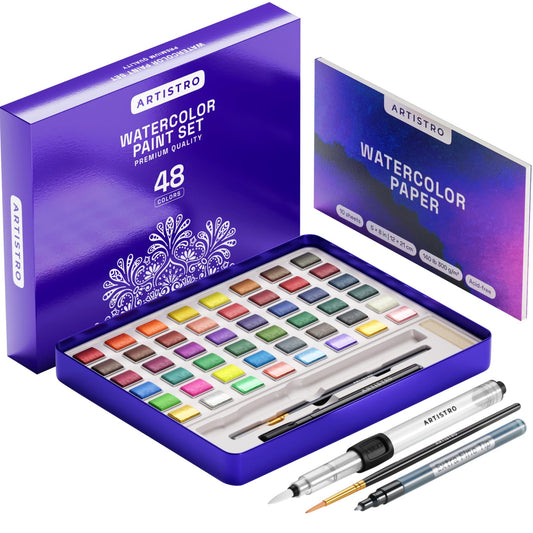ARTISTRO watercolor palette in a compact box for vibrant on-the-go painting