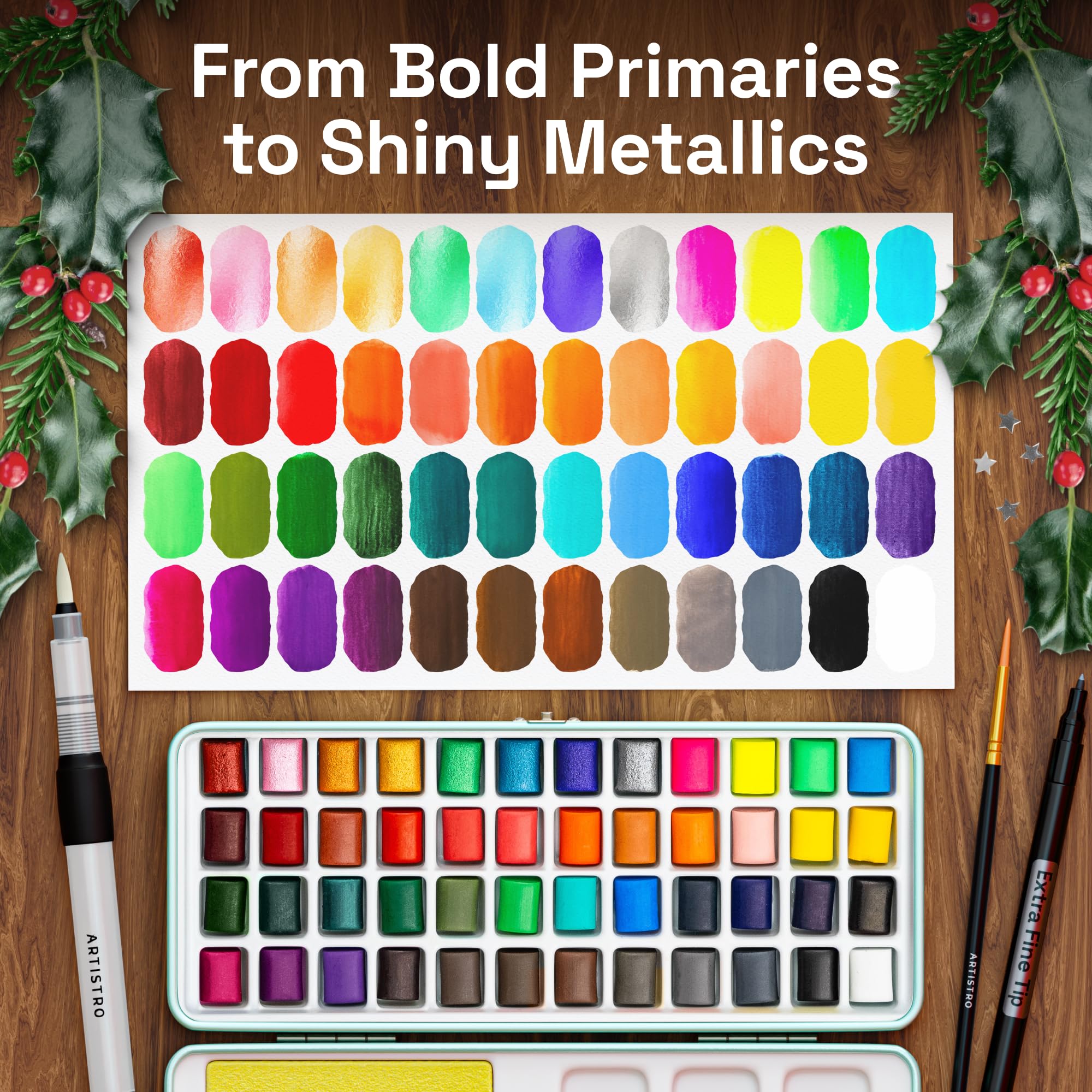 ARTISTRO metal box keeps pigments secure and organized during travel and storage.