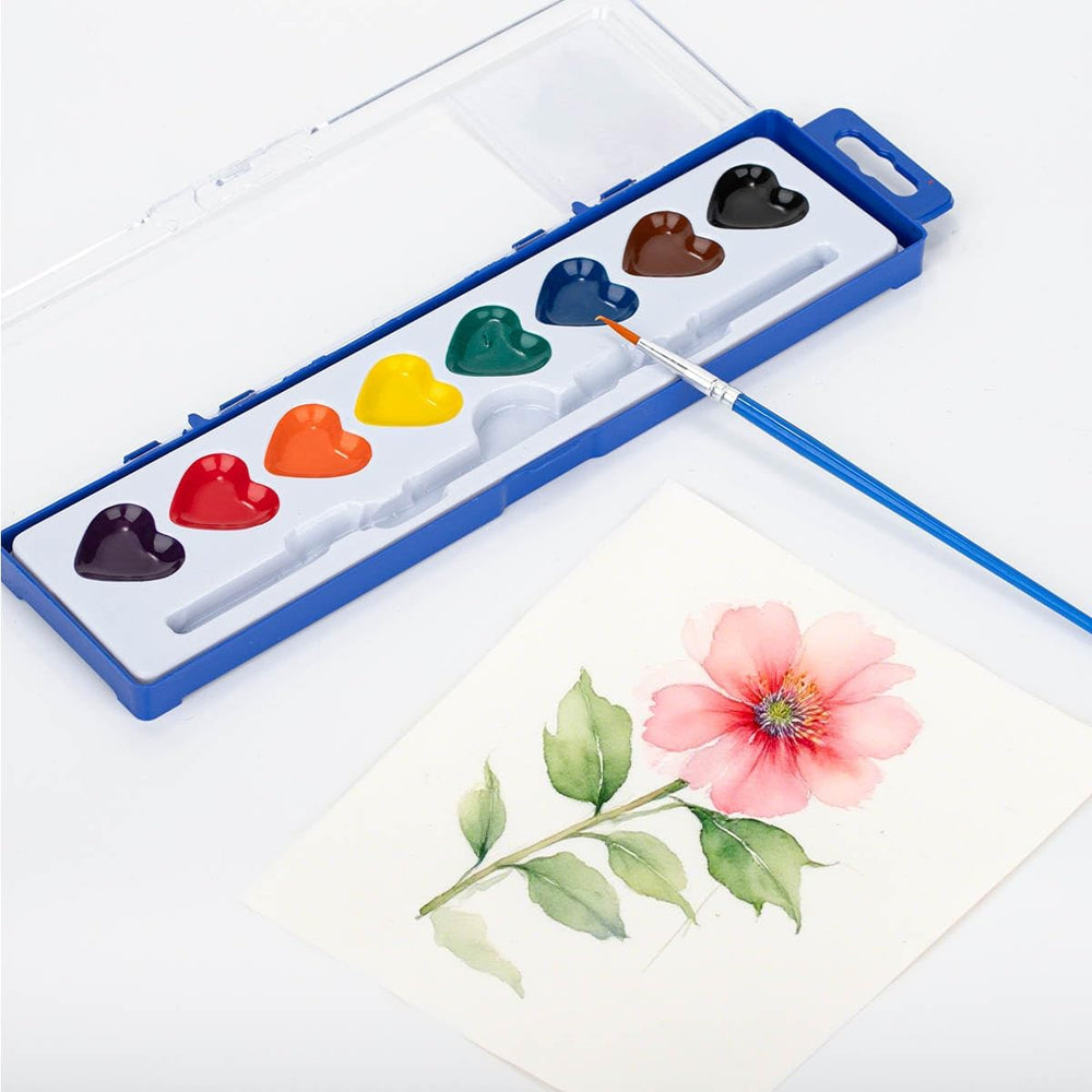 ARTLYMERS spill-resistant heart pans help keep tables tidy during projects.