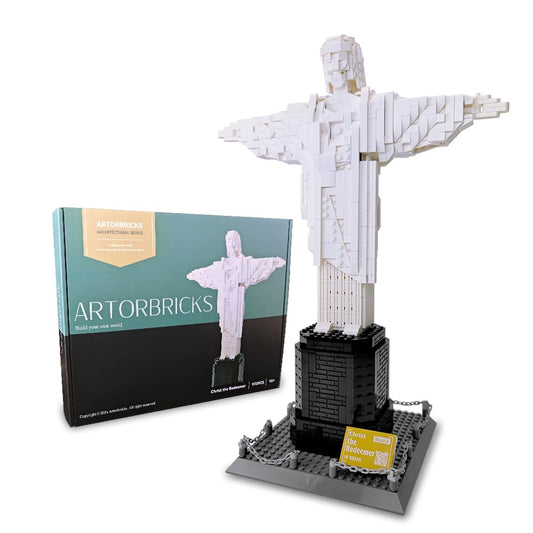 ArtorBricks Christ The Redeemer build set close-up for a collectible display