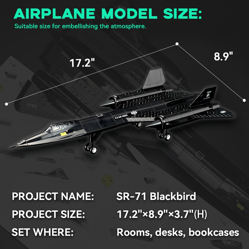 ArtorBricks SR-71 Blackbird hood transparency reveals cockpit visibility.