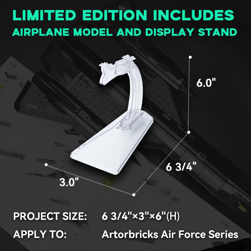 ArtorBricks SR-71 Blackbird with rotating wheels for lifelike pose.
