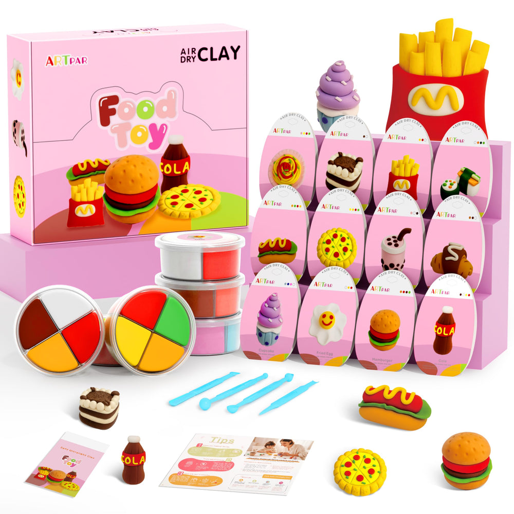 ARTPAR Air Dry Clay 12-box collection for creative kids at home, safe and mess-free.