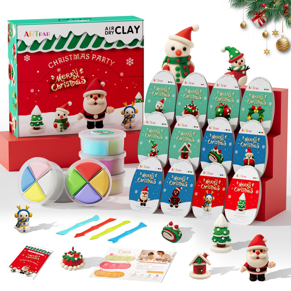 ARTPAR air dry clay kit box with color jars for kid-friendly crafting.