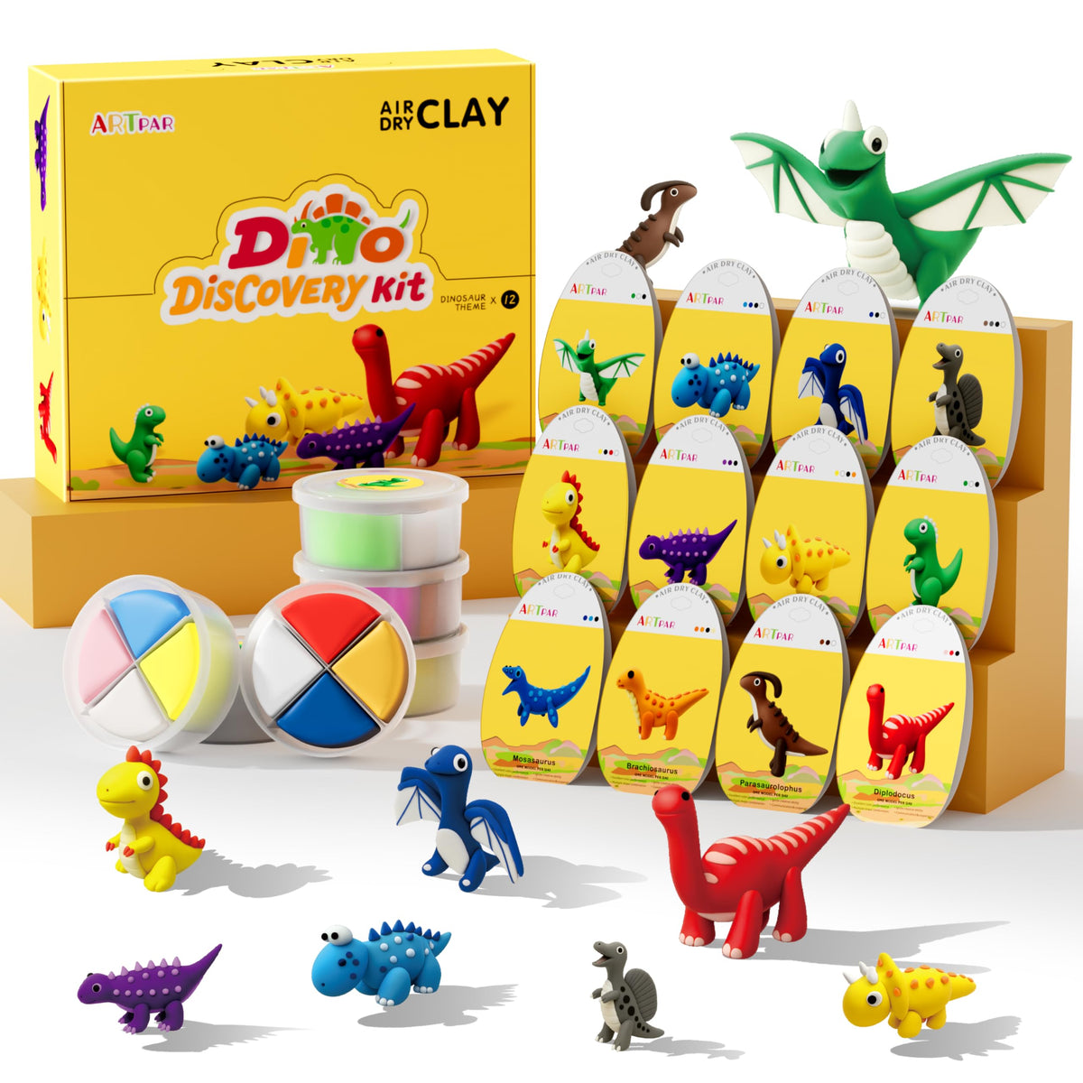 ARTPAR air dry clay kit with dinosaur figures, perfect for creative at-home play.