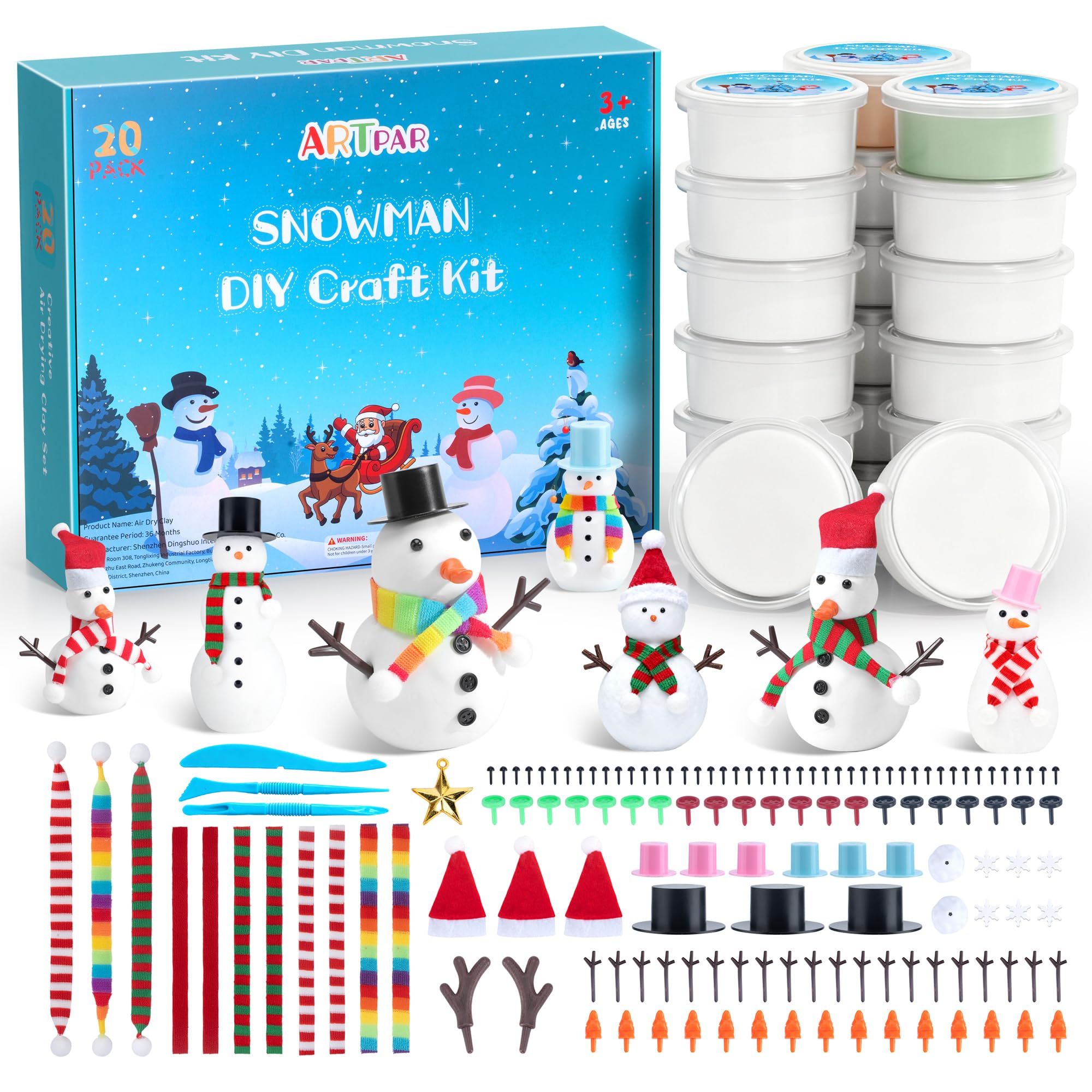 ARTPAR snowman clay kit main pack enables creative kids' crafts