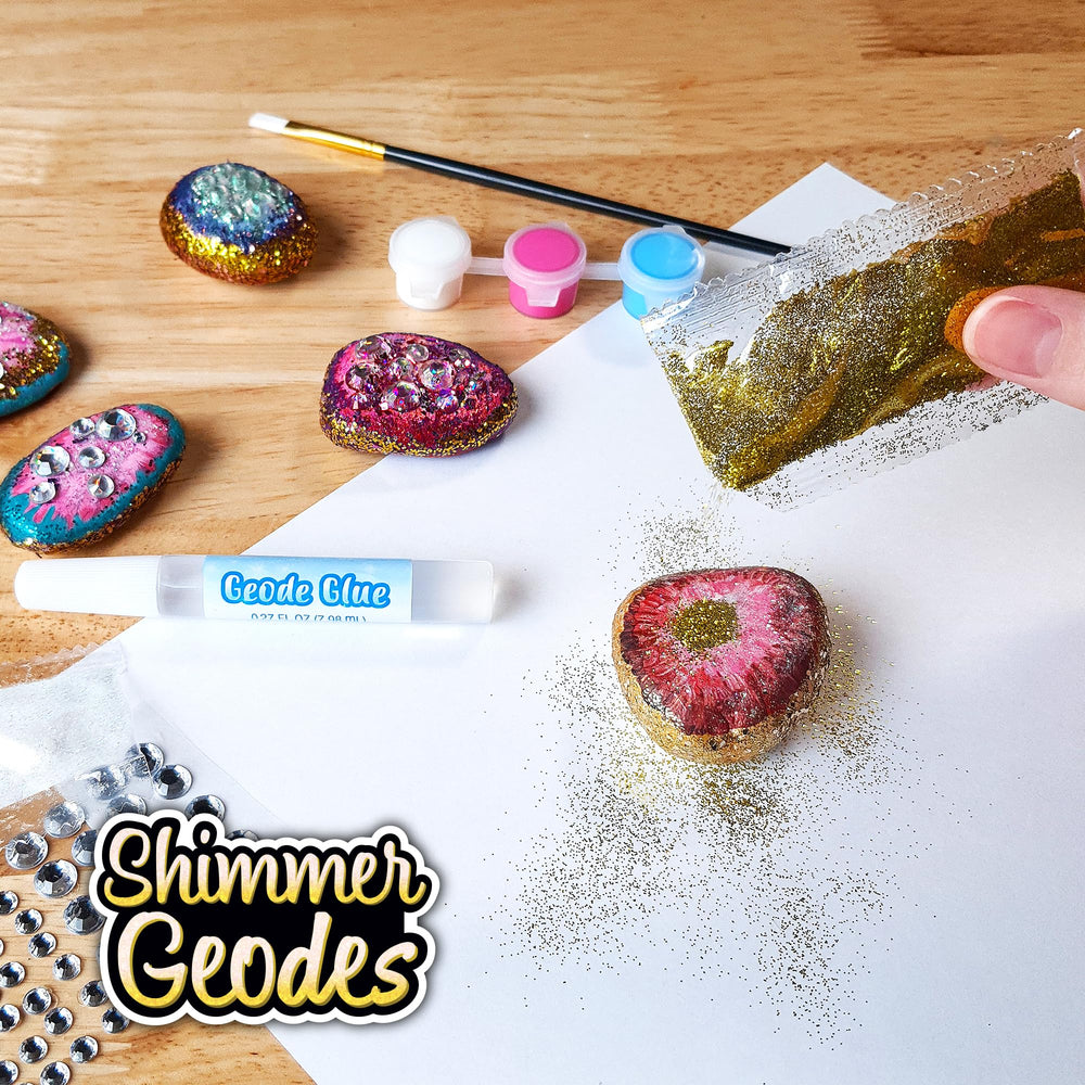 ArtSkills glitter and gem stickers add sparkle to rock art.