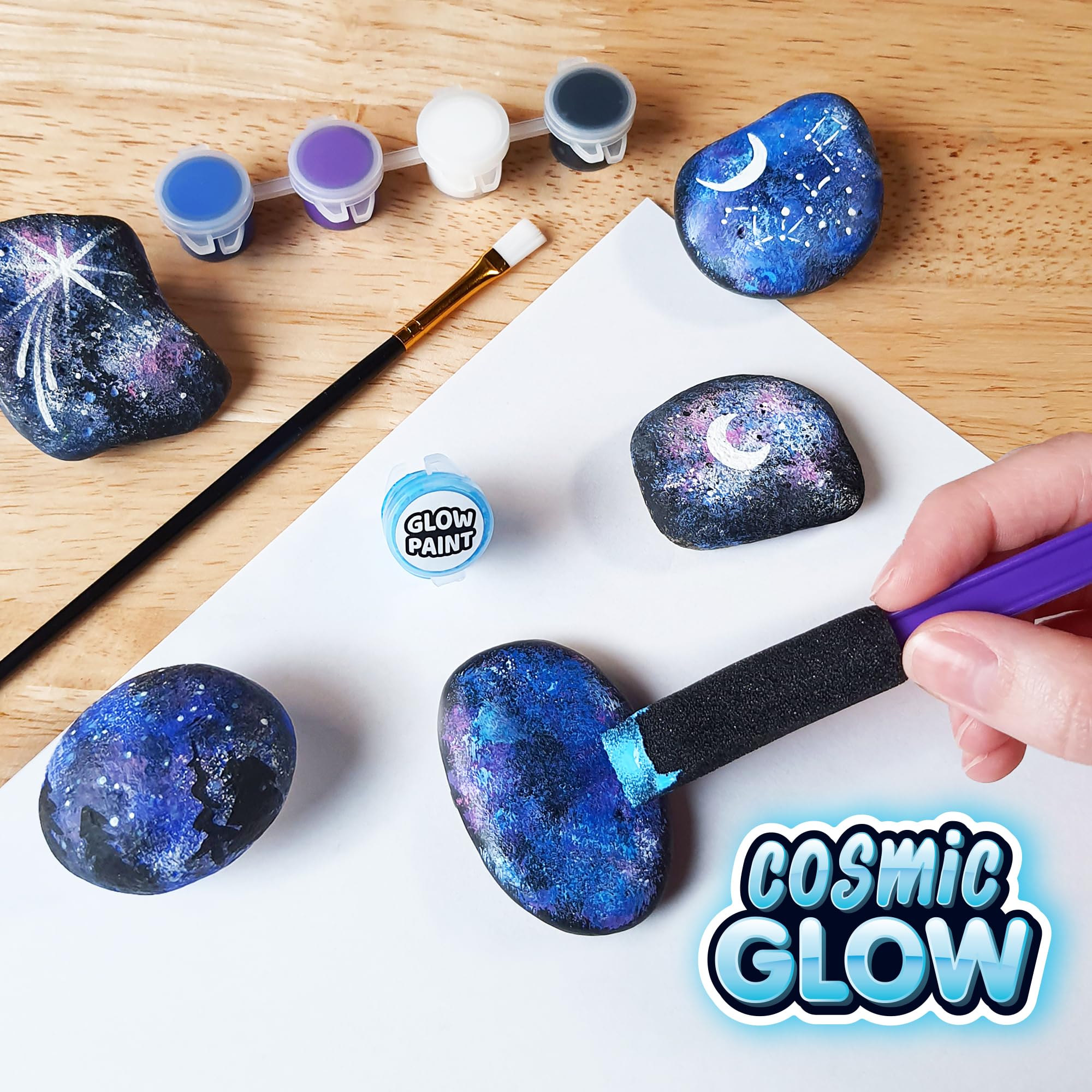 ArtSkills mandala rock art session featuring intricate neon patterns.