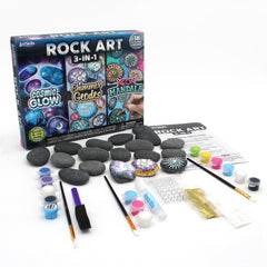ArtSkills rock mandala project with neon paints for bold designs.